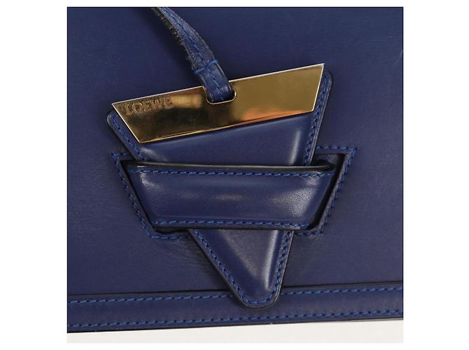 Borsa a Spalla LOEWE Barcelona in Pelle Blu Oro Auth ka587V D'oro - vista 20
