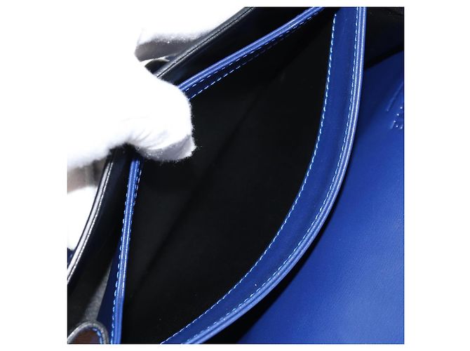Borsa a Spalla LOEWE Barcelona in Pelle Blu Oro Auth ka587V D'oro - vista 26