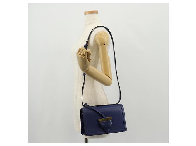 Borsa a Spalla LOEWE Barcelona in Pelle Blu Oro Auth ka587V D'oro - vista 27
