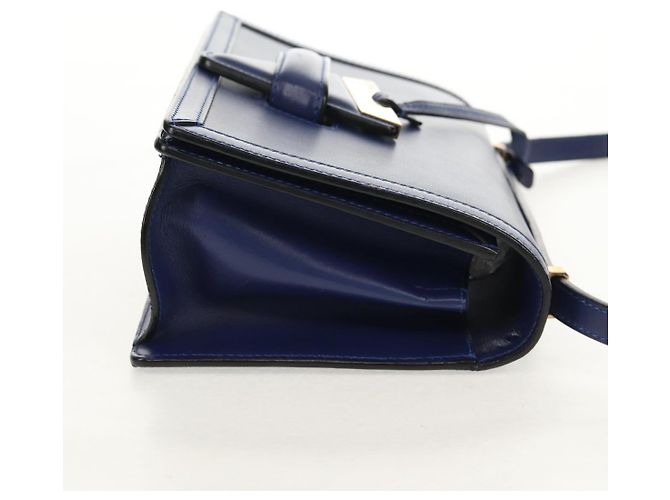 Borsa a Spalla LOEWE Barcelona in Pelle Blu Oro Auth ka587V D'oro - vista 4