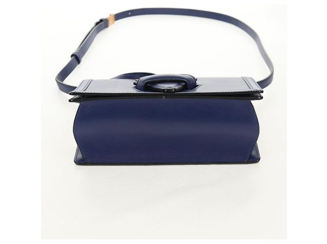 Borsa a Spalla LOEWE Barcelona in Pelle Blu Oro Auth ka587V D'oro - vista 5