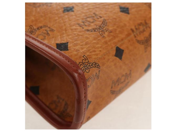 MCM Logogram Vicetos Bolso Clutch de PVC Cuero Marrón Dorado Auth am9844V - vista 10