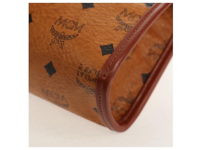 MCM Logogram Vicetos Bolso Clutch de PVC Cuero Marrón Dorado Auth am9844V - vista 11
