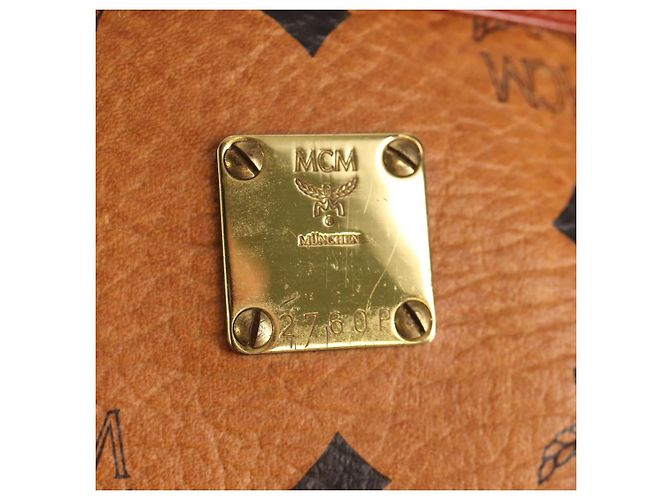MCM Logogram Vicetos Bolso Clutch de PVC Cuero Marrón Dorado Auth am9844V - vista 17