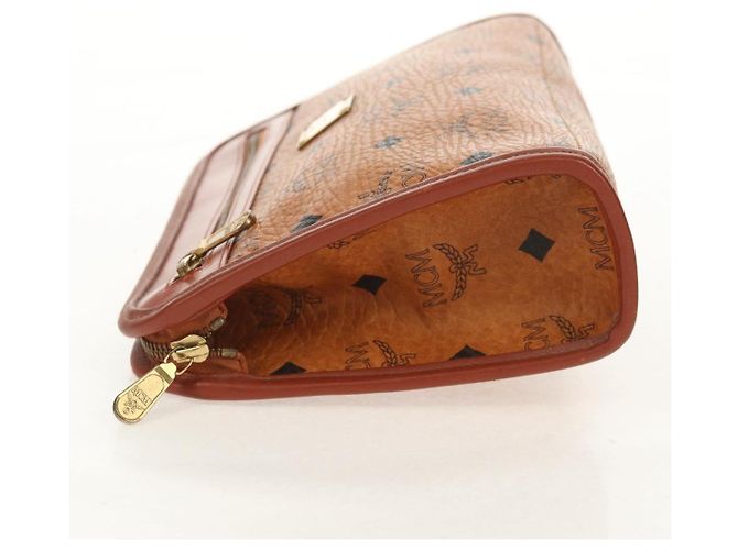 MCM Logogram Vicetos Bolso Clutch de PVC Cuero Marrón Dorado Auth am9844V - vista 4