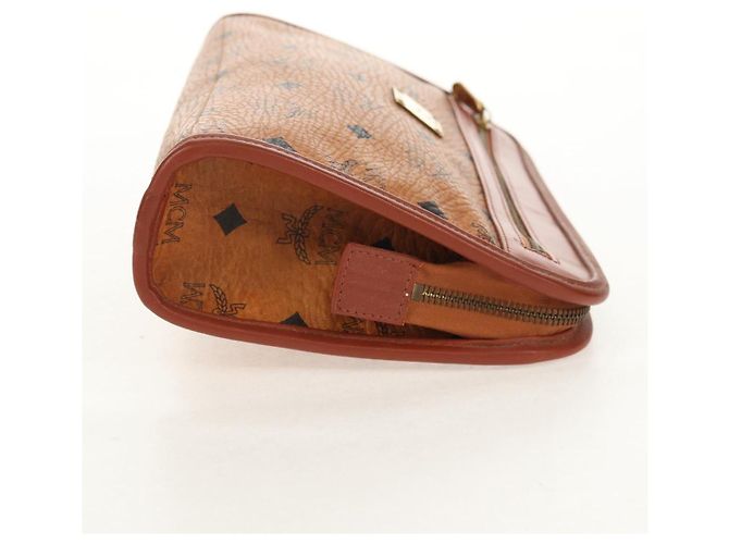 MCM Logogram Vicetos Bolso Clutch de PVC Cuero Marrón Dorado Auth am9844V - vista 5