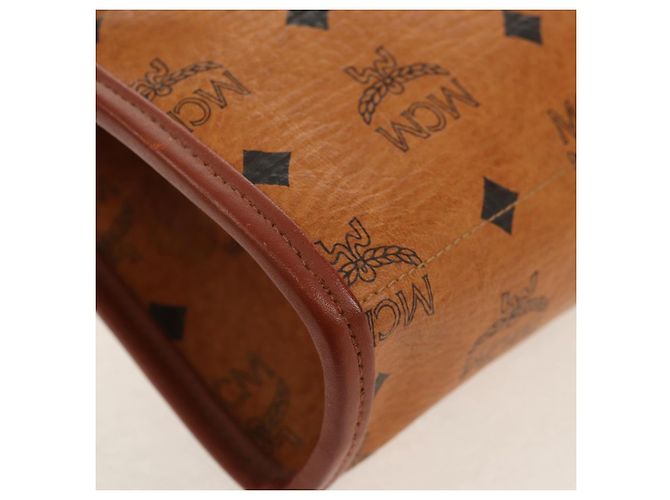 MCM Logogram Vicetos Bolso Clutch de PVC Cuero Marrón Dorado Auth am9844V - vista 8