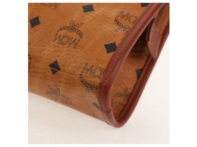 MCM Logogram Vicetos Bolso Clutch de PVC Cuero Marrón Dorado Auth am9844V - vista 9