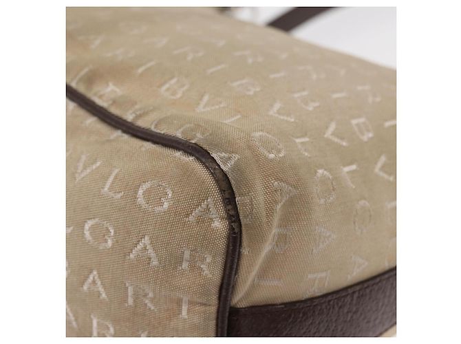 Bulgari BVLGARI Schultertasche aus Canvas Beige Silber Authentisch 151725 - Ansicht 13