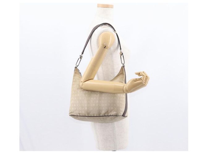 Bulgari BVLGARI Schultertasche aus Canvas Beige Silber Authentisch 151725 - Ansicht 22