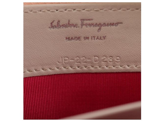 Cartera larga de cuero Vala Salvatore Ferragamo Rosa Plata Auth am9912V - vista 12