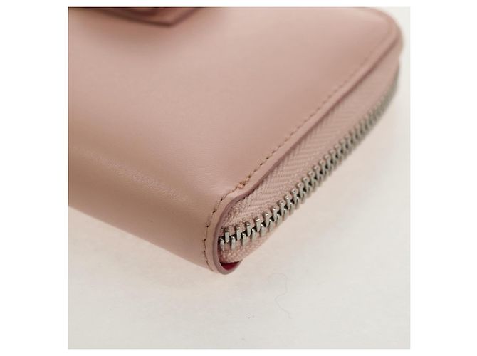 Cartera larga de cuero Vala Salvatore Ferragamo Rosa Plata Auth am9912V - vista 15
