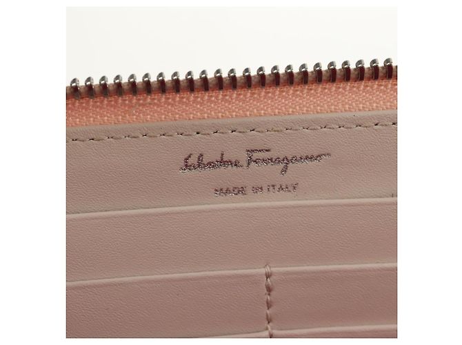 Cartera larga de cuero Vala Salvatore Ferragamo Rosa Plata Auth am9912V - vista 19