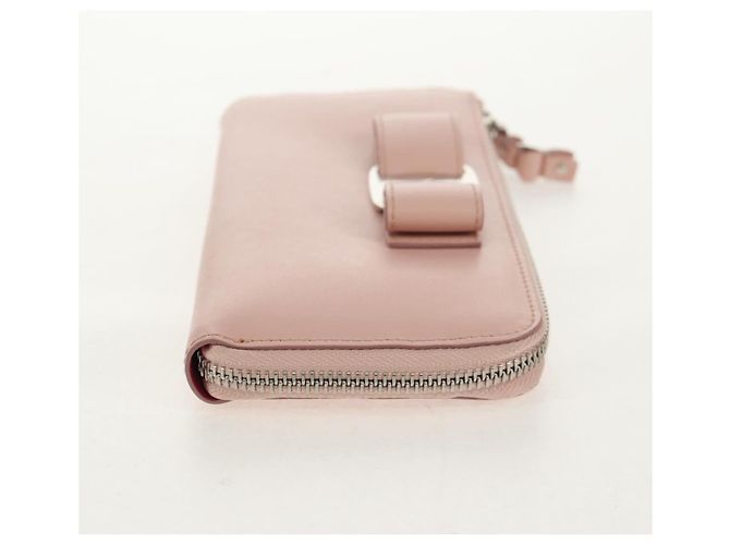 Cartera larga de cuero Vala Salvatore Ferragamo Rosa Plata Auth am9912V - vista 5