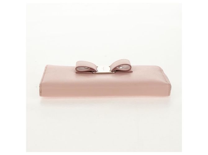 Cartera larga de cuero Vala Salvatore Ferragamo Rosa Plata Auth am9912V - vista 7