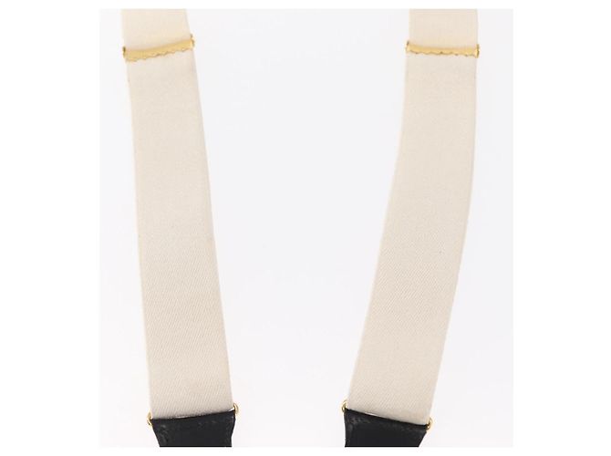 Chanel Suspensórios de lona de couro branco CC Auth mr1577 - vista 10