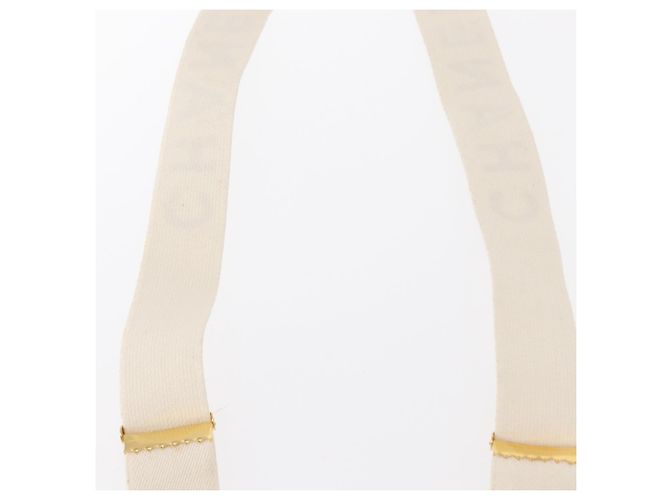 Chanel Suspensórios de lona de couro branco CC Auth mr1577 - vista 11