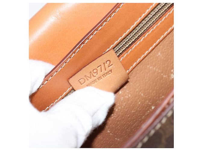 Céline Borsa a Spalla in Tela Macadam CELINE in Pelle PVC Marrone Oro Auth ki6185 D'oro - vista 11