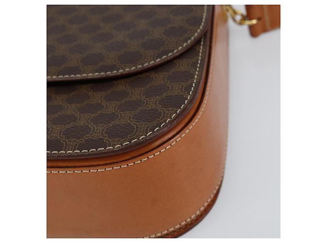 Céline Borsa a Spalla in Tela Macadam CELINE in Pelle PVC Marrone Oro Auth ki6185 D'oro - vista 14