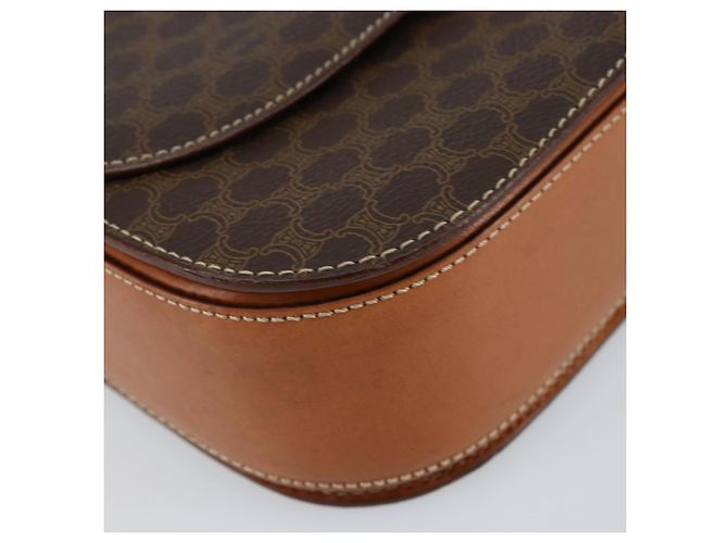 Céline Borsa a Spalla in Tela Macadam CELINE in Pelle PVC Marrone Oro Auth ki6185 D'oro - vista 15