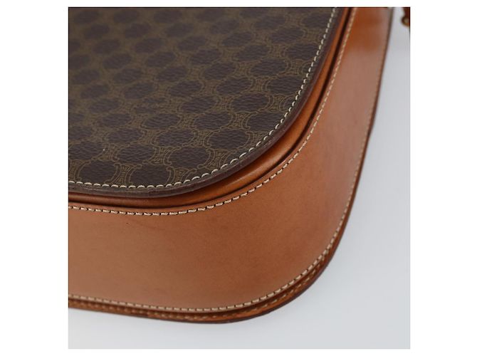 Céline Borsa a Spalla in Tela Macadam CELINE in Pelle PVC Marrone Oro Auth ki6185 D'oro - vista 16