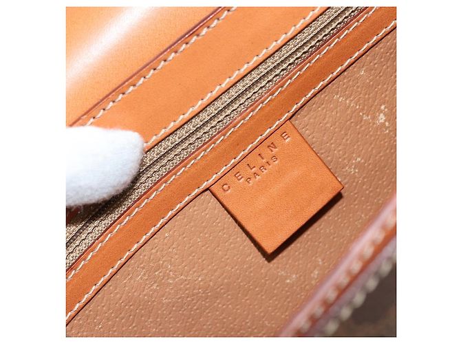 Céline Borsa a Spalla in Tela Macadam CELINE in Pelle PVC Marrone Oro Auth ki6185 D'oro - vista 19