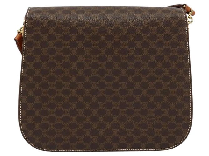 Céline Borsa a Spalla in Tela Macadam CELINE in Pelle PVC Marrone Oro Auth ki6185 D'oro - vista 2