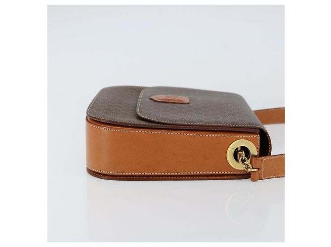 Céline Borsa a Spalla in Tela Macadam CELINE in Pelle PVC Marrone Oro Auth ki6185 D'oro - vista 3