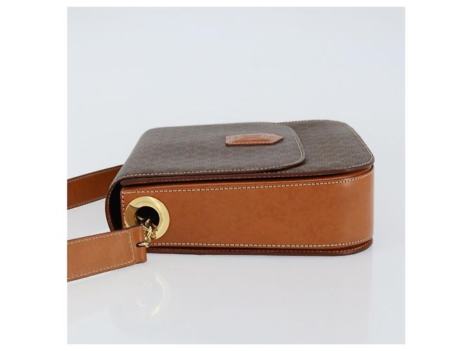 Céline Borsa a Spalla in Tela Macadam CELINE in Pelle PVC Marrone Oro Auth ki6185 D'oro - vista 4