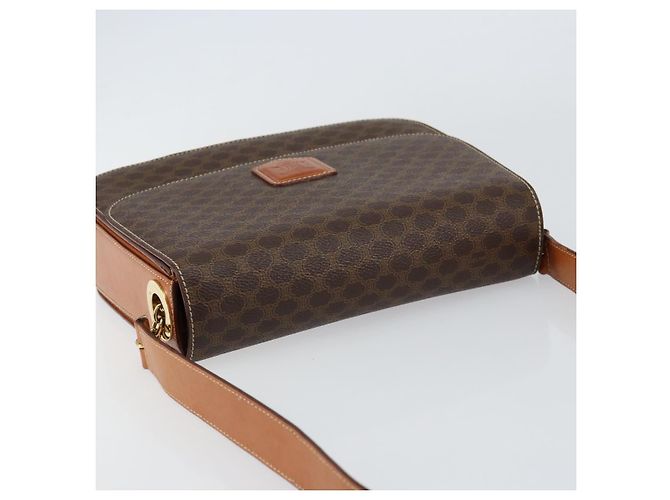 Céline Borsa a Spalla in Tela Macadam CELINE in Pelle PVC Marrone Oro Auth ki6185 D'oro - vista 6