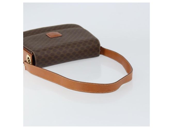 Céline Borsa a Spalla in Tela Macadam CELINE in Pelle PVC Marrone Oro Auth ki6185 D'oro - vista 7