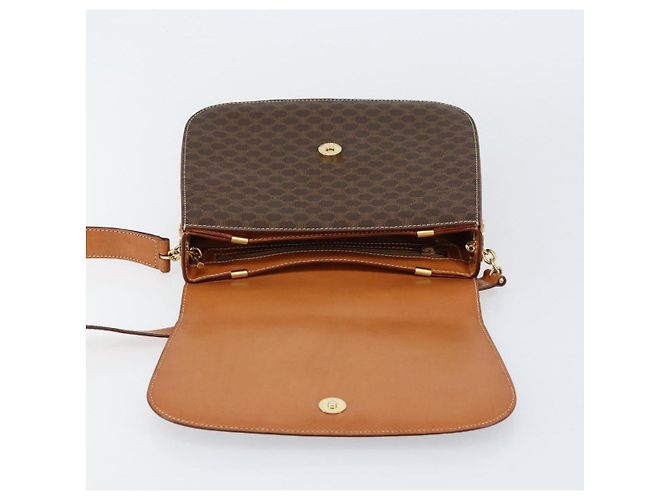 Céline Borsa a Spalla in Tela Macadam CELINE in Pelle PVC Marrone Oro Auth ki6185 D'oro - vista 9