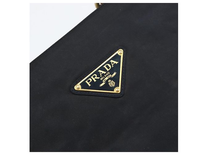 PRADA Borsa a mano in nylon nero e oro Auth ar13780 D'oro - vista 17