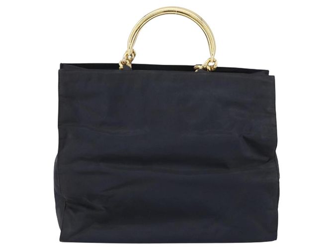 PRADA Borsa a mano in nylon nero e oro Auth ar13780 D'oro - vista 2