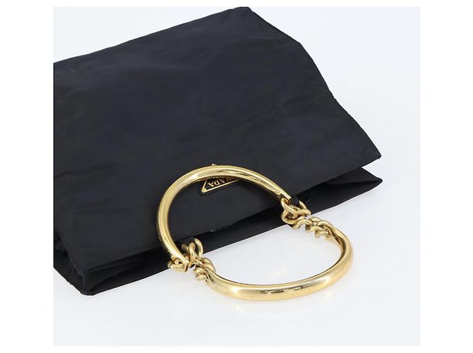 PRADA Borsa a mano in nylon nero e oro Auth ar13780 D'oro - vista 6