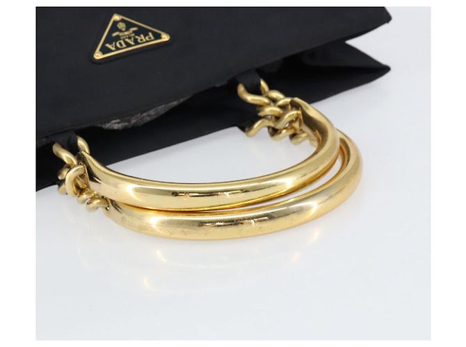 PRADA Borsa a mano in nylon nero e oro Auth ar13780 D'oro - vista 7