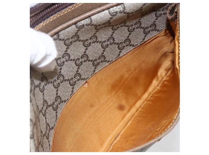 GUCCI GG Plus Supreme Schultertasche aus PVC-Leder Beige Gold Auth 151550 Golden - Ansicht 11