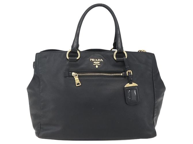 PRADA Borsa a Mano in Pelle 2 in 1 Nera Oro Auth yk19782 Nero D'oro - vista 2