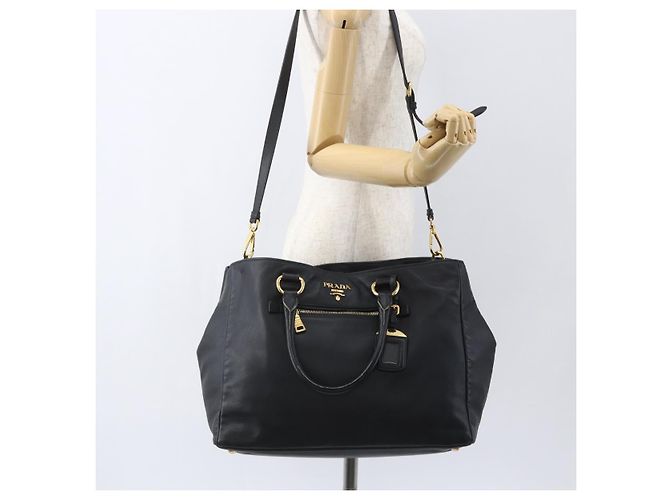 PRADA Borsa a Mano in Pelle 2 in 1 Nera Oro Auth yk19782 Nero D'oro - vista 27