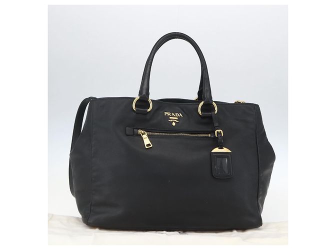 PRADA Borsa a Mano in Pelle 2 in 1 Nera Oro Auth yk19782 Nero D'oro - vista 28