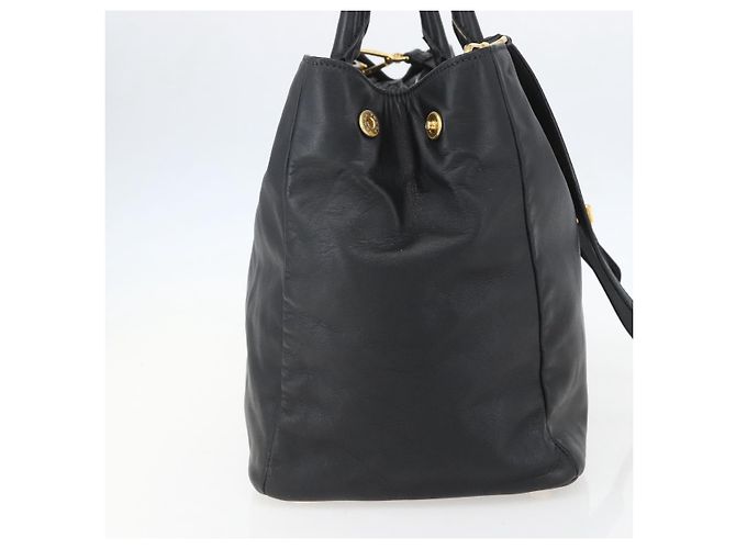 PRADA Borsa a Mano in Pelle 2 in 1 Nera Oro Auth yk19782 Nero D'oro - vista 4