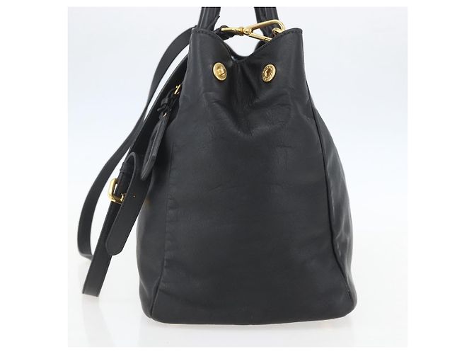 PRADA Borsa a Mano in Pelle 2 in 1 Nera Oro Auth yk19782 Nero D'oro - vista 5