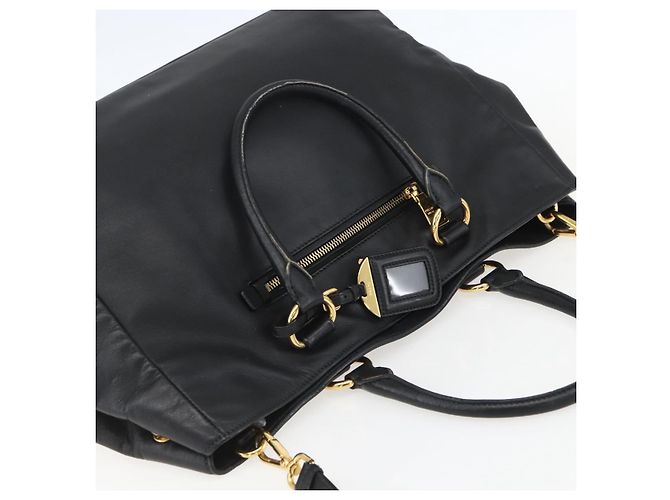 PRADA Borsa a Mano in Pelle 2 in 1 Nera Oro Auth yk19782 Nero D'oro - vista 6