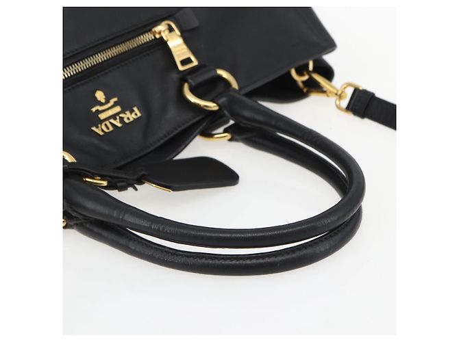 PRADA Borsa a Mano in Pelle 2 in 1 Nera Oro Auth yk19782 Nero D'oro - vista 7