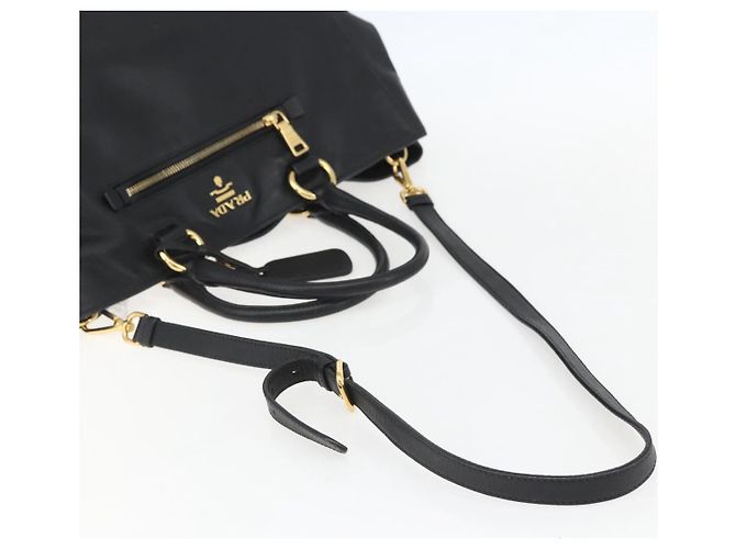 PRADA Borsa a Mano in Pelle 2 in 1 Nera Oro Auth yk19782 Nero D'oro - vista 9