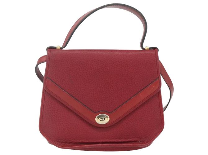 Borsa a mano in pelle Christian Dior 2 in 1 Rossa Oro Auth BA8209 Rosso D'oro - vista 13