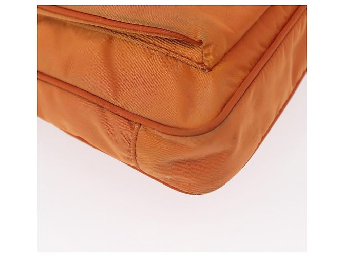 Borsa a Spalla PRADA in Nylon Pelle Arancione Oro Auth 155084 D'oro - vista 15