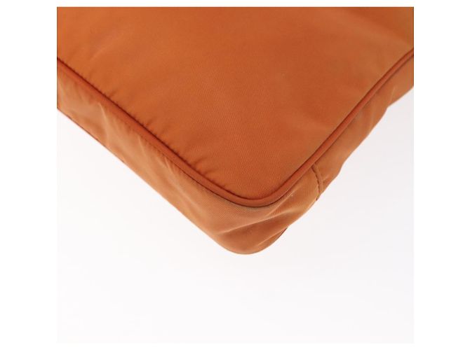 Borsa a Spalla PRADA in Nylon Pelle Arancione Oro Auth 155084 D'oro - vista 17