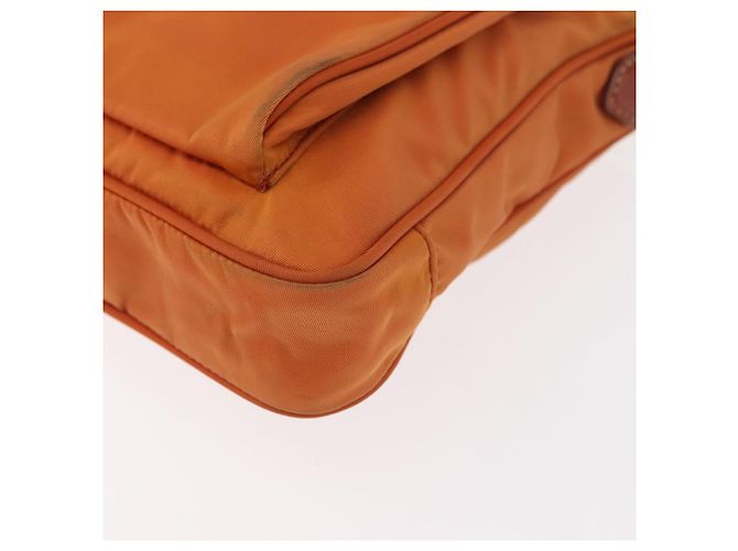 Borsa a Spalla PRADA in Nylon Pelle Arancione Oro Auth 155084 D'oro - vista 8