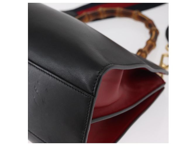 Borsa in pelle 2 in 1 nera della linea Sherry di GUCCI Bamboo 459076 Auth ar13801 Nero D'oro - vista 13